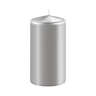Enlightening Candles Cilinder Stompkaars - Zilver - D6 X H10 Cm - 36 Branduren - Dikke Kaarsen - Voor Kandelaar Of Plateau