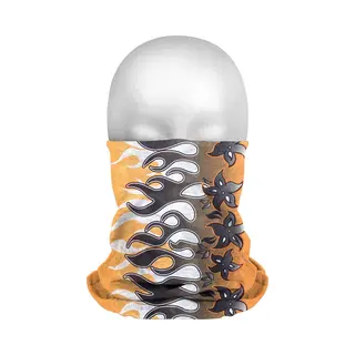 Multifunctionele Morf Sjaal Zwart/oranje Vlammen En Bloemen Print Voor Volwassenen - Gezichts Bedekkers - Maskers Voor Mond - Windvangers