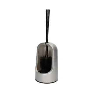 PlasticForte Wc Borstel Met Houder - Zilverkleurig - 40 Cm - Kunststof - Toiletborstels