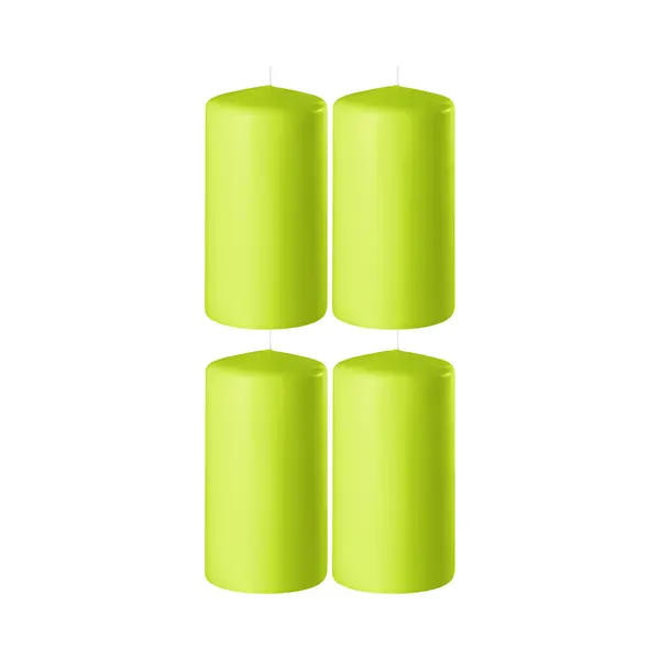 Enlightening Candles 4x Lime Groene Cilinderkaarsen/stompkaarsen 6 X 12 Cm 45 Branduren - Geurloze Kaarsen Lime Groen - Woondecoraties thumbnail