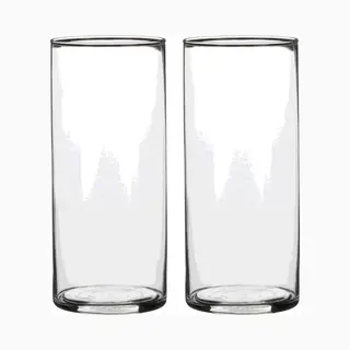 Mica Decorations Cilinder Vaas - 2x - H19 Cm - Transparant - Glas - Rond - Bloemenvaas - Boeketten Vazen