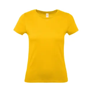 B&C Geel Basic Dames T-shirt - Met Ronde Hals - Katoen - 145 Grams - Shirts / Dameskleding - Korte Mouwen M