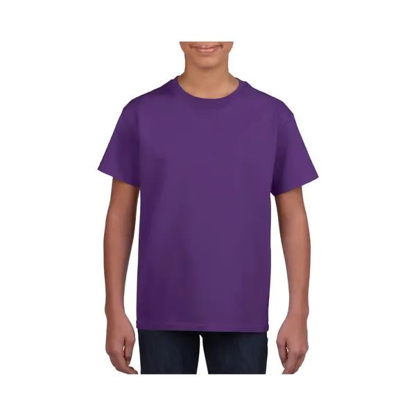Gildan Paars Basic T-shirt Met Ronde Hals - Voor Kinderen - Katoen - 145 Grams - Paarse Shirts / Kleding Voor Jongens En Meisjes 110/116 thumbnail
