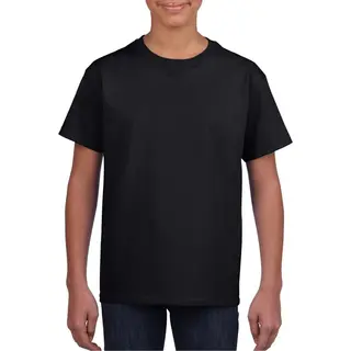 Gildan Zwart Basic T-shirt Met Ronde Hals Voor Kinderen Unisex- Katoen - 145 Grams - Zwarte Shirts / Kleding Voor Jongens En Meisjes 104/110