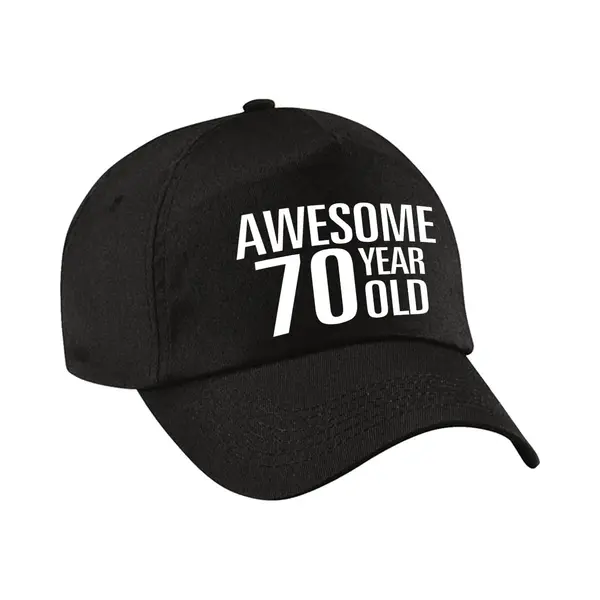 Bellatio Decorations Verjaardag Cadeau Petje - Awesome 70 Year Old - 70 Jaar - Zwart - Volwassenen - Baseball Cap - Leeftijd thumbnail