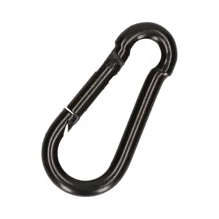 1x Stuks Karabijnhaak / Karabijnhaken Zwart Gelakt Staal 6 Cm - Snaphooks/ Carabiners