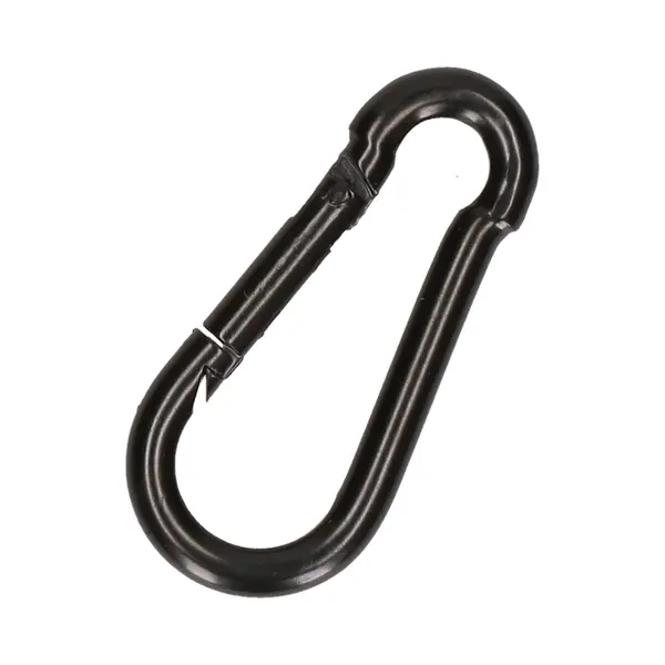 1x Stuks Karabijnhaak / Karabijnhaken Zwart Gelakt Staal 6 Cm - Snaphooks/ Carabiners thumbnail
