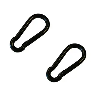 Karabijnhaak - 2x - Zwart - Staal - 6 Cm - Carabiner - 120 Kg Draagkracht