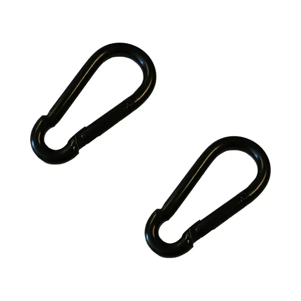 Karabijnhaak - 2x - Zwart - Staal - 6 Cm - Carabiner - 120 Kg Draagkracht thumbnail