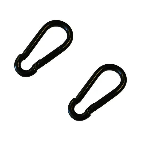 Karabijnhaak - 2x - Zwart - Staal - 8 Cm - Carabiner - 230 Kg Draagkracht thumbnail