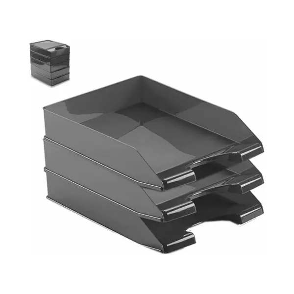 Plasticforte Brievenbakjes - 4 Stuks - A4 - Zwart - Kantoor Postbakjes thumbnail