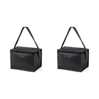 Koeltas - 2x - Klein - Lunch / Blikjes - Zwart - 21 X 15 X 15 Cm - Draagriem - 4 Liter Inhoud