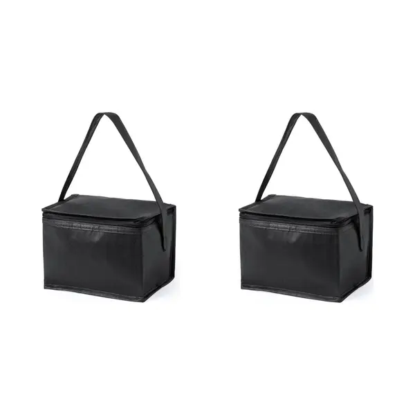 Koeltas - 2x - Klein - Lunch / Blikjes - Zwart - 21 X 15 X 15 Cm - Draagriem - 4 Liter Inhoud thumbnail