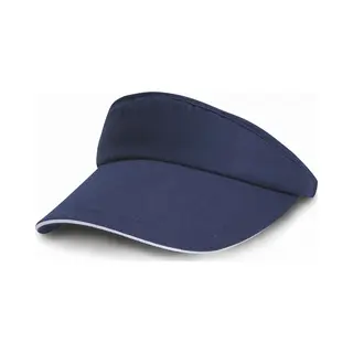 Result Zonneklep Petje Navy Blauw/wit Voor Volwassenen - Katoenen Donkerblauwe/witte Zonnekleppen Met Klittenbandsluiting - Dames/heren