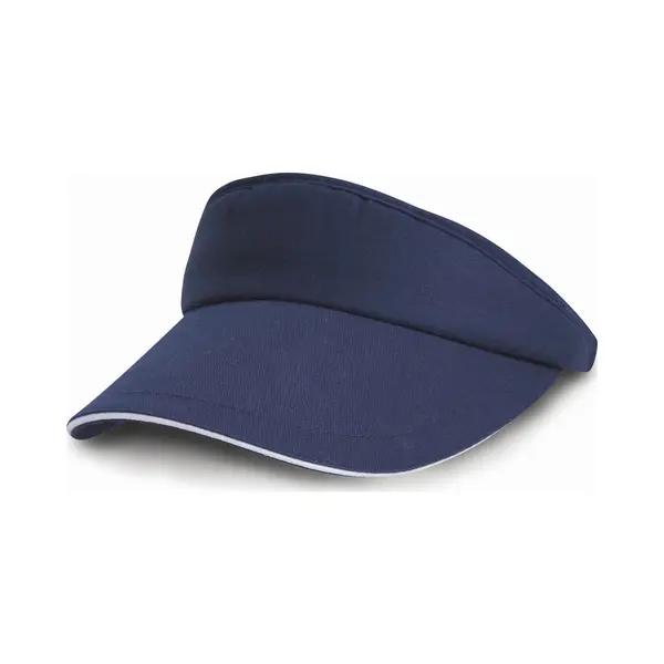 Result Zonneklep Petje Navy Blauw/wit Voor Volwassenen - Katoenen Donkerblauwe/witte Zonnekleppen Met Klittenbandsluiting - Dames/heren thumbnail