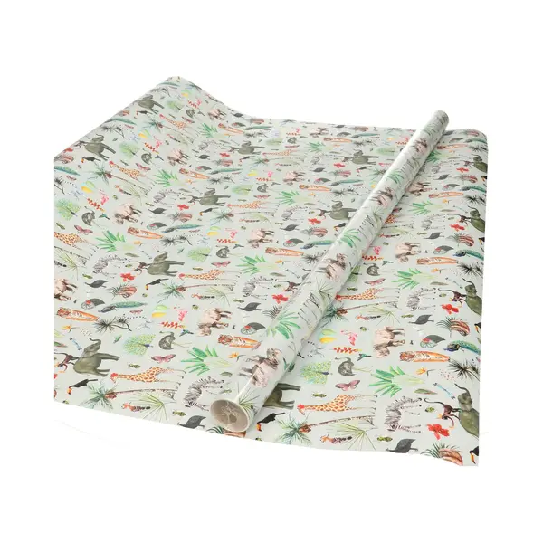 5x Stuks Rollen Inpakpapier/cadeaupapier Jungle Thema 300 X 70 Cm - Cadeauverpakking Kadopapier thumbnail