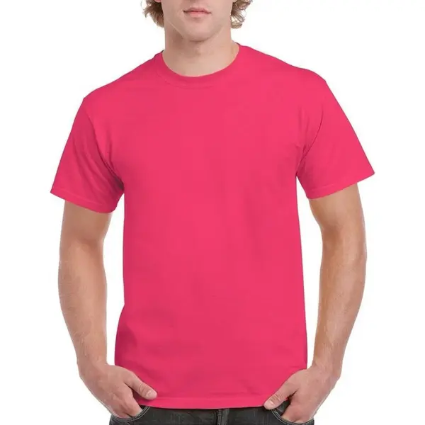Gildan Set Van 3x Stuks Roze Katoenen T-shirts Voor Heren 100% Katoen - Zware 200 Grams Kwaliteit - Basic Shirts, Maat, L (40/52) thumbnail