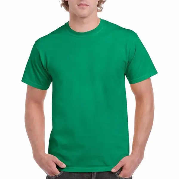 Gildan Set Van 2x Stuks Groene Katoenen T-shirts Voor Heren 100% Katoen - Zware 200 Grams Kwaliteit - Basic Shirts, Maat, S (36/48) thumbnail