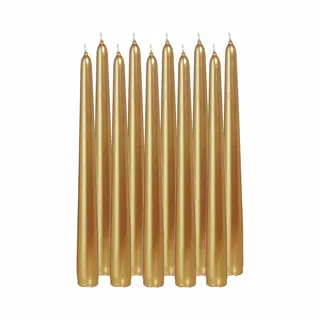 Trend Candles Dinerkaarsen/kandelaarkaarsen Cello - 12x Stuks - Goud - 8 Branduren - 25 Cm