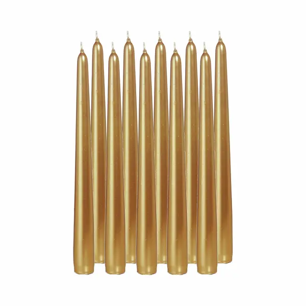 Trend Candles Dinerkaarsen/kandelaarkaarsen Cello - 12x Stuks - Goud - 8 Branduren - 25 Cm thumbnail