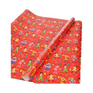 Club Van Sinterklaas Inpakpapier - Cadeaupapier - Rood - 200 X 70 Cm - Voor Pakjesavond - Inpakken