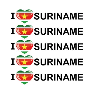 Bellatio Decorations Sticker - 5x - I Love Suriname - 19 X 4 Cm - Suriname - Landenthema
