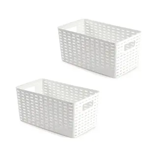 PlasticForte Opbergmand - 3x - Kastmand - Rotan Kunststof - Wit - 5 Liter - 15 X 28 X 13 Cm