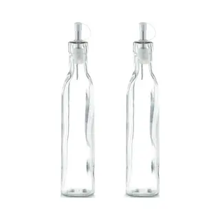 Zeller Azijnfles Of Oliefles - 2x - Glas - 270 Ml - Schenktuit - Doseerflessen Voor Op Tafel