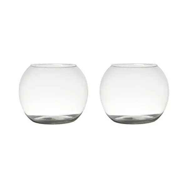 Hakbijl Glass Bloemenvaas - 2x Stuks - Glas - D25 X H20 Cm - Bolvormige - Vaas thumbnail