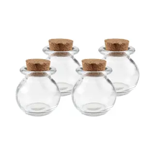 Kleine Flesjes/potjes - 4x - Glas - Met Kurk Dop - 5 X 6 Cm - Bedankjes/weggevertjes