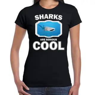 Bellatio Decorations Dieren Haaien T-shirt Zwart Dames - Sharks Are Serious Cool Shirt - Cadeau T-shirt Walvishaai/ Haaien Liefhebber Xl