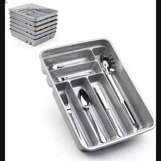 Plasticforte Bestekbak - 2x Stuks - 6-vaks - Zilverkleurig - 40 X 30 X 7 Cm - Bestekhouder