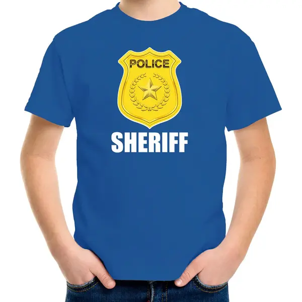 Bellatio Decorations Sheriff Police Embleem T-shirt Blauw Voor Kinderen - Politie Agent - Verkleedkleding / Kostuum 122/128 thumbnail