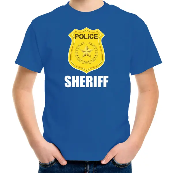 Bellatio Decorations Sheriff Police Embleem T-shirt Blauw Voor Kinderen - Politie Agent - Verkleedkleding / Kostuum 146/152 thumbnail