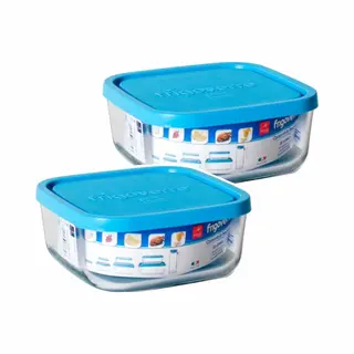 Bormioli Rocco Gerimport Bewaarbakje/vershoudbakje Vigo - 2x - Glas - Vierkant - Met Deksel - 300 Ml - Meal Prep