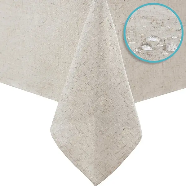 Litalente Tafelkleden - Tafelkleed - Tafelzeil Linnenlook Beige - Tijdloos & Stijlvol Tafelkleed In Natuurlijke Linnenlook - 350 X 145 Cm Waterafstotend - thumbnail