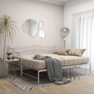 Ausziehsofa Bettgestell Weiß Metall 90x200 Cm Vidaxl