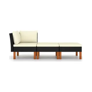 3-tlg. Garten-lounge-set Poly Rattan Und Eukalyptus Massivholz - Vidaxl