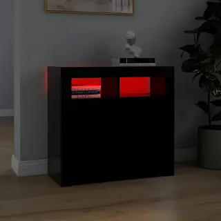 Sideboard Mit Led-leuchten Schwarz 80x35x75 Cm - Vidaxl