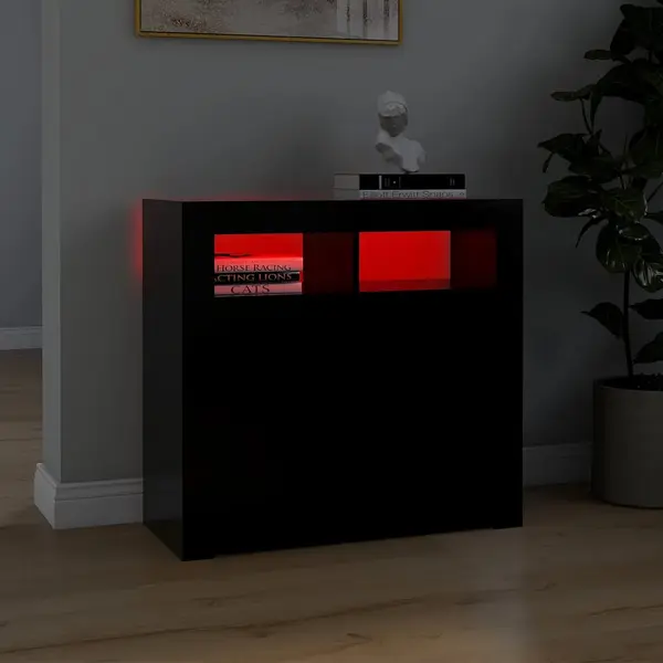 Sideboard Mit Led-leuchten Schwarz 80x35x75 Cm - Vidaxl thumbnail