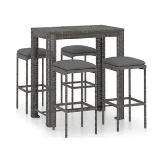 VidaXL 5-tlg. Gartenbar-Set Mit Kissen Poly Rattan Grau