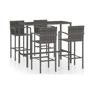 5-tlg. Gartenbar-set Poly Rattan Grau - Vidaxl