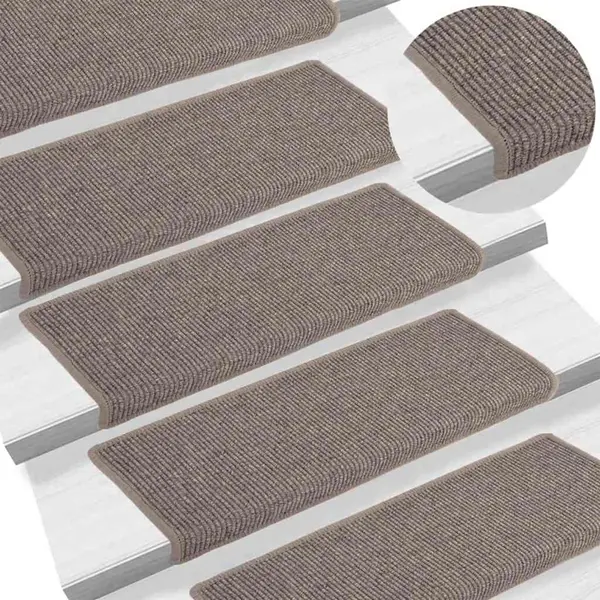 Stair Mats 15 Pcs 65x21x4 Cm Dark Beige Rectangular Edge Vidaxl thumbnail