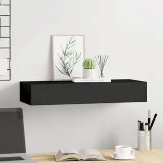 Wall-mounted Drawer Shelf Black 60x23.5x10cm Mdf Vidaxl