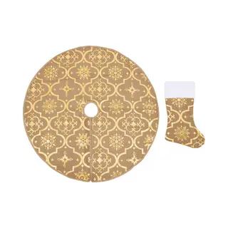VidaXL - Kerstboomrok - Luxe - Met - Sok - 90 - Cm - Stof - Geel