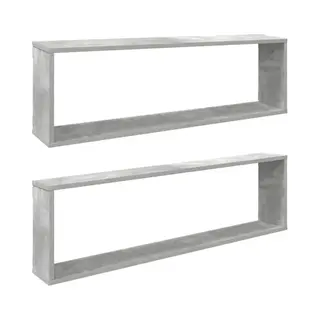 VidaXL Wall Cube Shelf 2 Pcs In Concrete Grey - Modern Design, Functional Storage, Made Of Durable Engineered Wood, For Living Room Or Hallway.