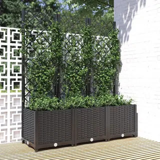 Vidaxl - Garden Planter With Trellis Black 120x40x136 Cm Pp