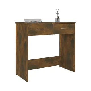 VidaXL Compact Desk In Smoked Oak Finished Engineered Wood - Modern, Space-Saving Study Desk With Storage Drawers For Office Or Home Use