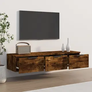 VidaXL Wall Cabinet In Smoked Oak - Multipurpose Engineered Wood Hanging Cabinet With Drawers For Living Room, Bedroom - Stylish Bookshelf And Tv
