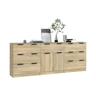 3 Piece Sideboards Sonoma Oak Engineered Wood Vidaxl